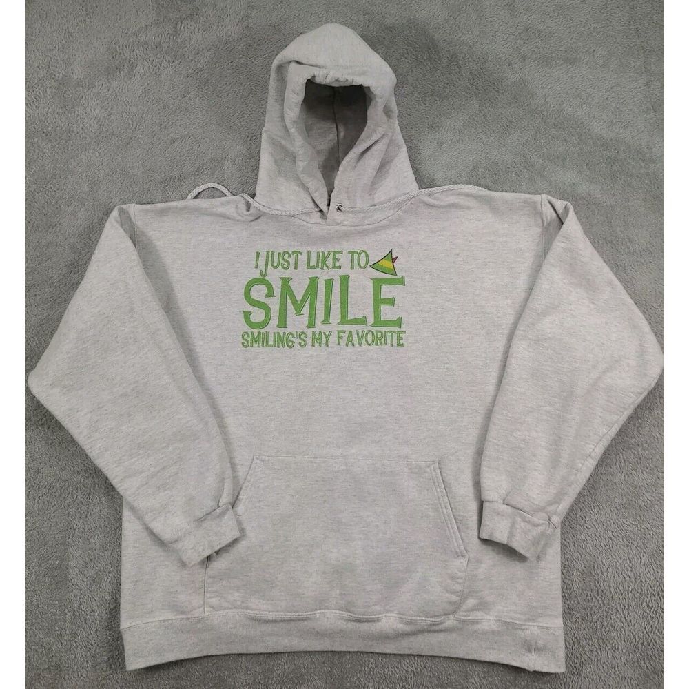 I Just Like To Smile Smiling Is My Favorite Thing Hoodie Sweatshirt Mens LG Gray